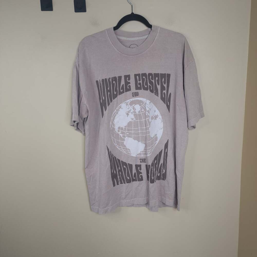 NHIM Short Sleeve Whale Coastal for the Whole World Tee in Tan Size L